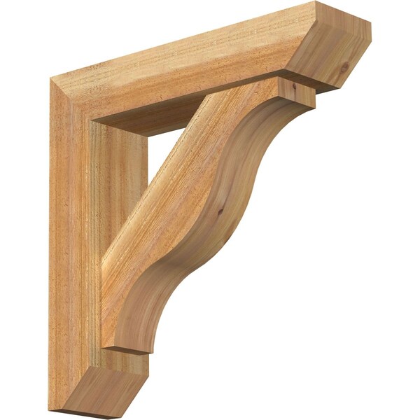 Ekena Millwork Funston Slat Rough Sawn Bracket w/ Offset Brace, Western Red Cedar, 6"W x 24"D x 24"H BKT0604X24X24FST06RWR - main